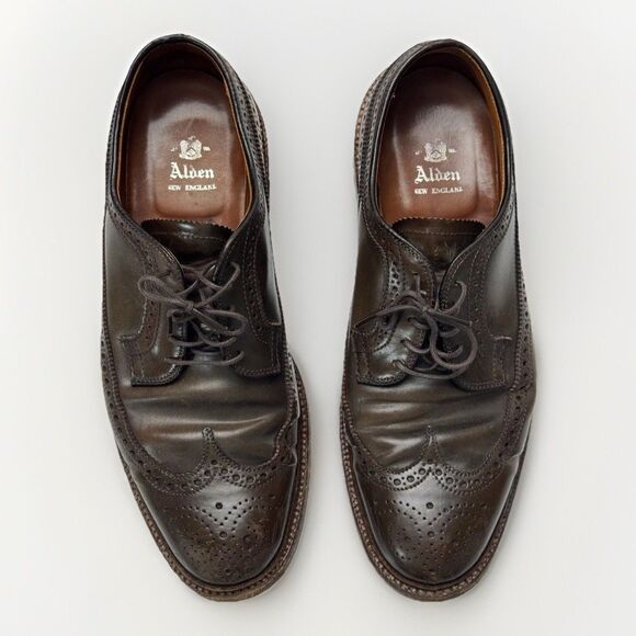 Alden Men’s Longwing Blucher Brogues in Brown Leather, Size 9 B/D (Model 97894) - Picture 3 of 8